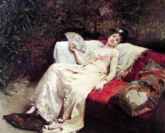  Raimundo de Madrazo Y Garreta Reclining Lady - Art Print