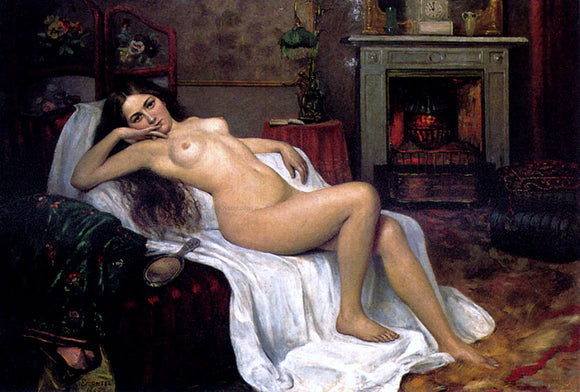  Sergei Semenovich Egornov A Reclining Nude On A Draped Sofa - Art Print