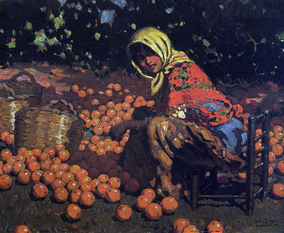  Alberto Pla Y Rubio Recogiendo  Naranjas - Art Print