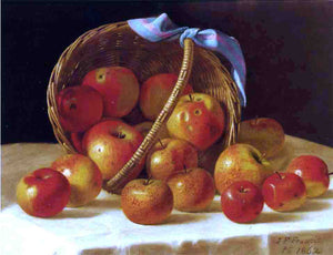  John F Francis Red and Yellow Apples in a Basket - Art Print
