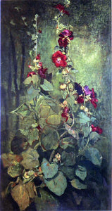  John La Farge Red Hollyhocks - Art Print