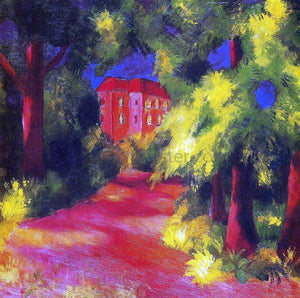  August Macke Red House in a Park - Art Print