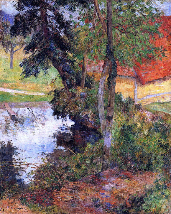  Paul Gauguin Red Roof by the Water - Art Print