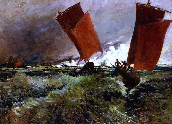  Emile Jourdan Red Sails - Art Print