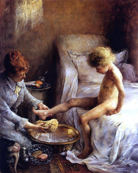  Norbert Goeneutte Reine Goeneutte Washing the Young Jean Guerard in the Artist's Studio - Art Print