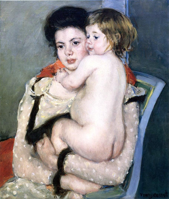  Mary Cassatt Reine Lefebvre Holding a Nude Baby - Art Print