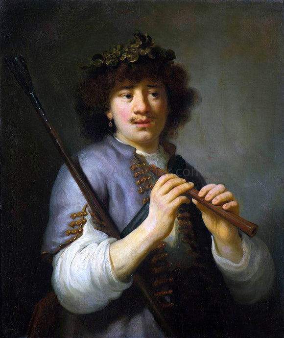  Govert Teunisz Flinck Rembrandt as Shepherd with Staff and Flute - Art Print