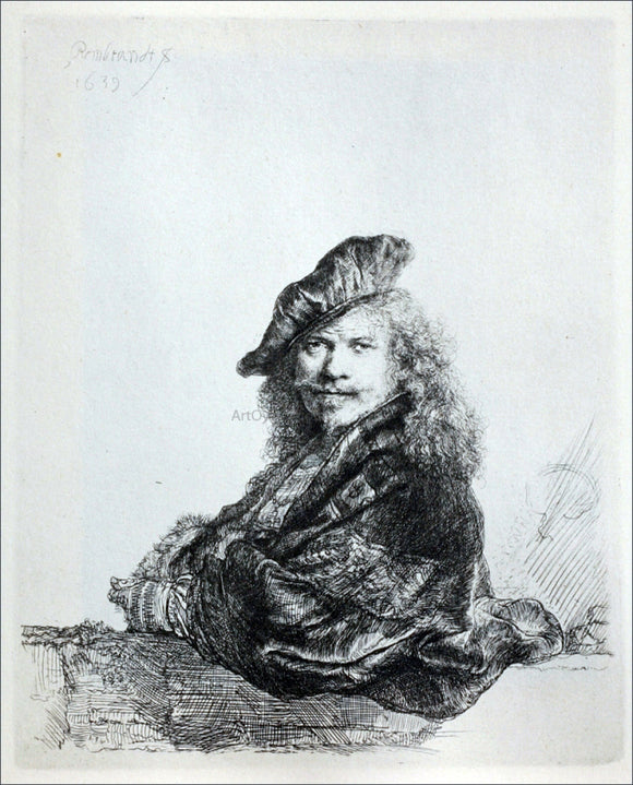  Rembrandt Van Rijn Rembrandt Leaning on a Stone Sill - Art Print