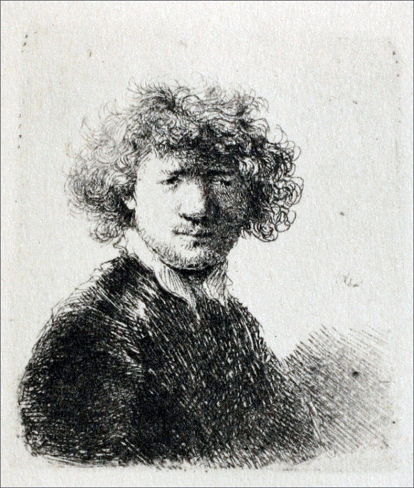  Rembrandt Van Rijn Rembrandt with Bushy Hair and a Small White Collar - Art Print