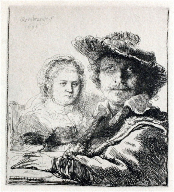  Rembrandt Van Rijn Rembrandt with his Wife - Art Print