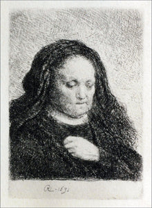  Rembrandt Van Rijn Rembrandt's Mother in a Black Dress, as Small Upright Print - Art Print
