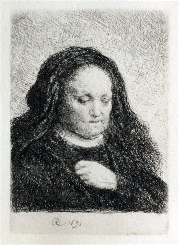 Rembrandt Van Rijn Rembrandt's Mother in a Black Dress, as Small Upright Print - Art Print