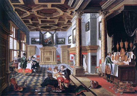  Bartholomeus Van Bassen Renaissance Interior with Banqueters - Art Print