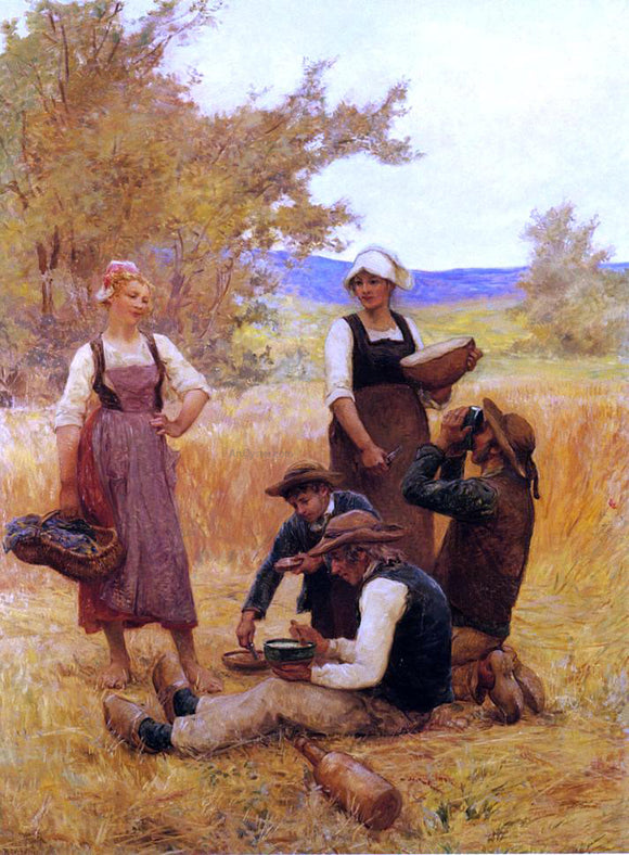  Theophile-Louis Deyrolle Repast in the Fields - Art Print