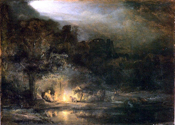  Rembrandt Van Rijn Rest on the Flight to Egypt - Art Print