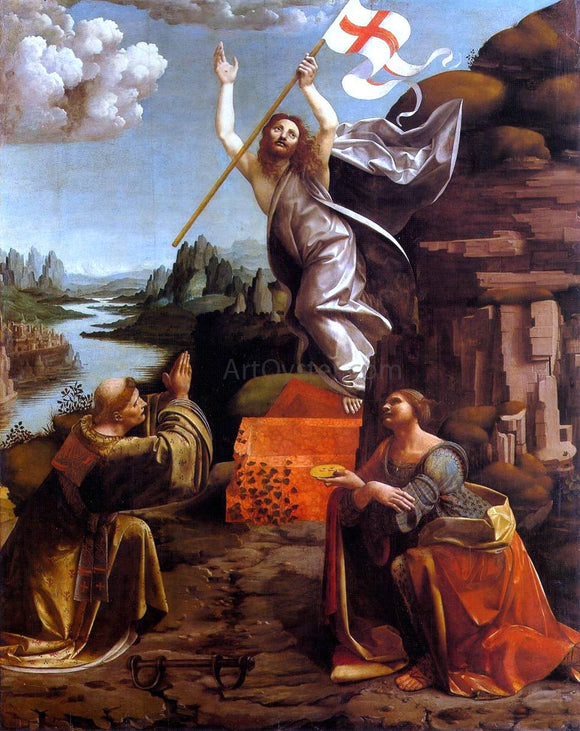  Marco D'Oggiono Resurrection of Christ with Sts Leonardo and Lucy - Art Print