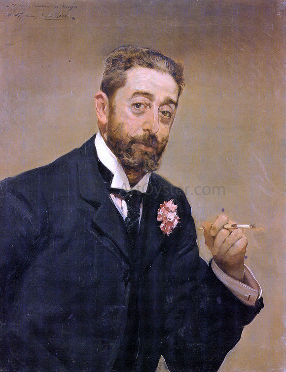  Emilio Sala y Frances Retrato de Hombre Fumando - Art Print