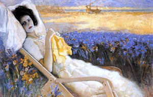  Cecilio Pla y Gallardo Retrato en la Tumbona - Art Print