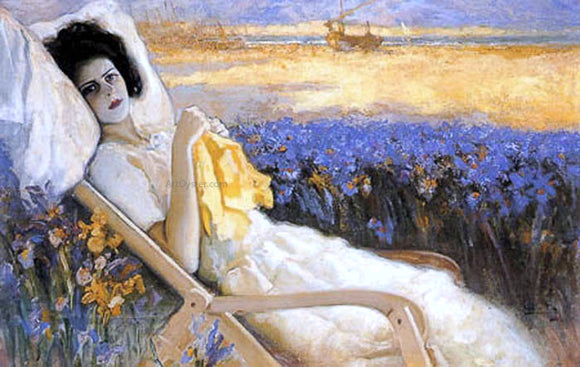  Cecilio Pla y Gallardo Retrato en la Tumbona - Art Print