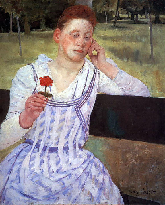  Mary Cassatt Reverie (also known as Woman with a Red Zinnia) - Art Print