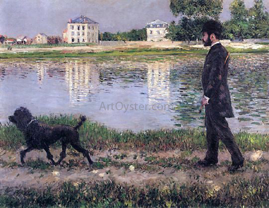  Gustave Caillebotte Richard Gallo and His Dog at Petit Gennevilliers - Art Print