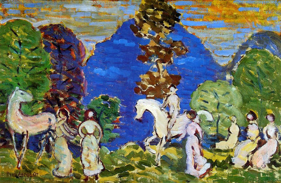  Maurice Prendergast Rider against Blue Hills - Art Print