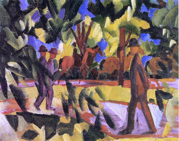  August Macke Riders and Strollers in the Avenue - Art Print