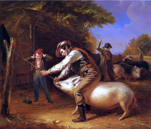  William Sidney Mount Ringing the Pig (also known as Scene in a Long Island Farm-Yard) - Art Print