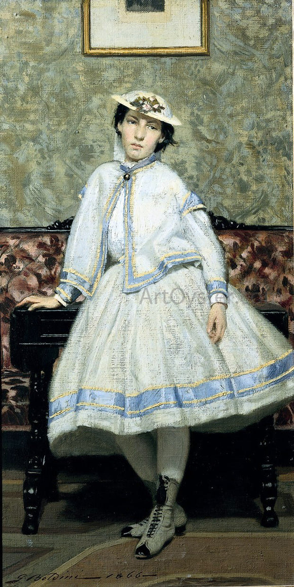  Giovanni Boldini Ritratto di Alaide Banti in abito bianco - Art Print