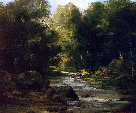  Gustave Courbet River Landscape - Art Print