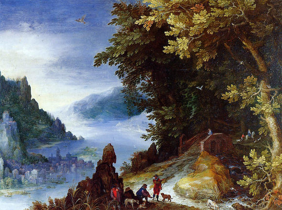  The Elder Jan Bruegel River Landscape with Resting Travellers - Art Print