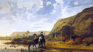  Aelbert Cuyp River Landscape with Riders - Art Print
