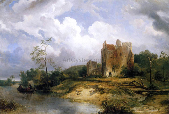  Wijnandus Josephus Nuyen River Landscape with Ruins - Art Print