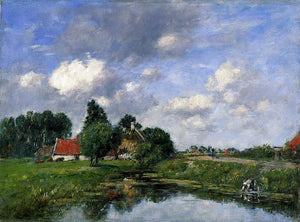  Eugene-Louis Boudin River near Dunkirk - Art Print