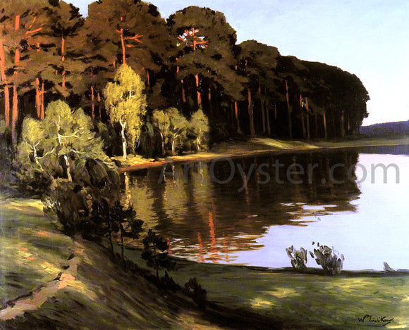  Walter Leistikow Riverscene with Forest beyond - Art Print