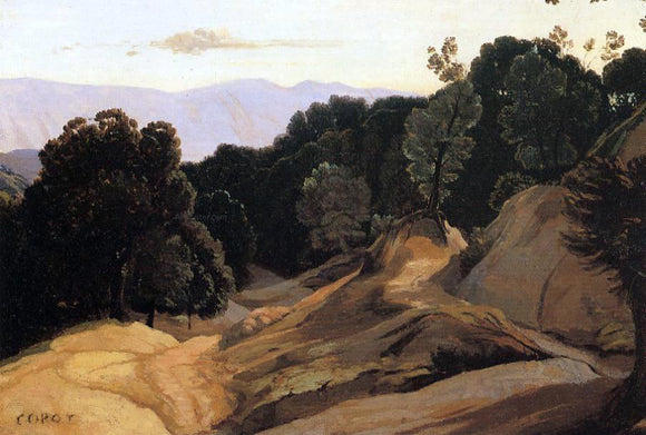  Jean-Baptiste-Camille Corot Road through Wooded Mountains - Art Print
