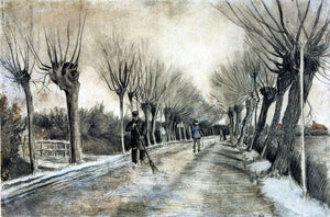  Vincent Van Gogh Road with Pollarded Willows and a Man with a Broom - Art Print