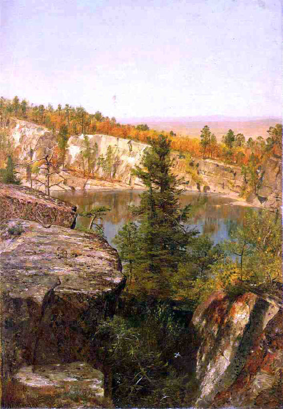  Thomas Worthington Whittredge Rock Ledge and Pond - Art Print
