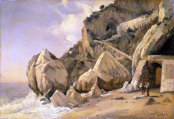  Jean-Baptiste-Camille Corot Rocks in Amalfi - Art Print