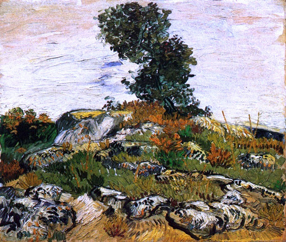  Vincent Van Gogh Rocks with Oak Tree - Art Print