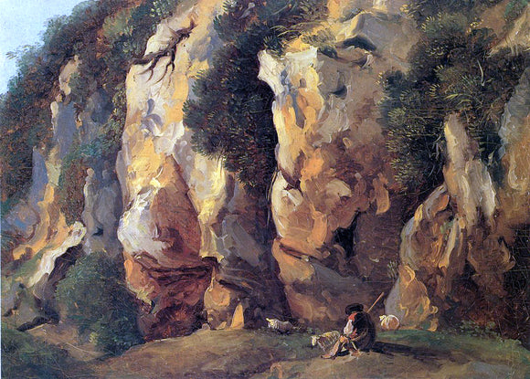  Jean-Antoine Constantin Rocky Cliff with Shepherd and Sheep - Art Print
