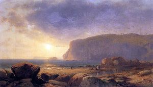  William M Hart Rocky Coast at Sunset - Art Print