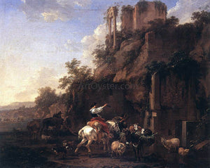  Nicolaes Berchem Rocky Landscape with Antique Ruins - Art Print