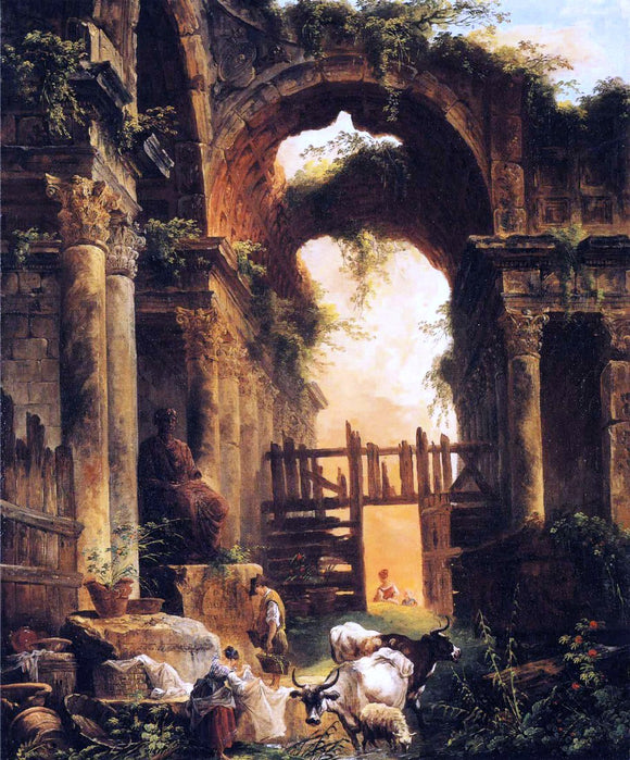  Hubert Robert A Roman Ruin - Art Print