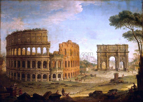  Antonio Joli Rome: View of the Colosseum and The Arch of Constantine - Art Print