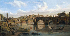  Caspar Andriaans Van Wittel Rome: View of the River Tiber with the Ponte Rotto and the Aventine Hill - Art Print