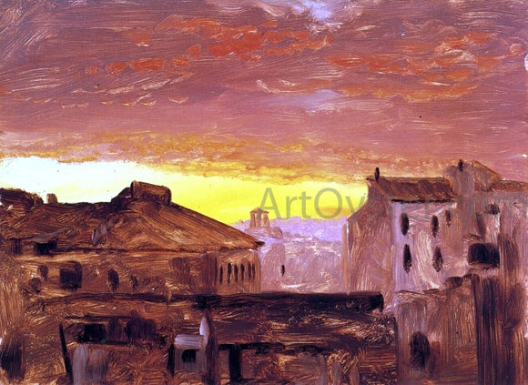  Frederic Edwin Church Rooftops at Sunset, Rome, Italy - Art Print