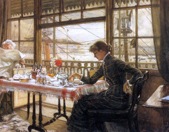  James Tissot Room Overlooking the Harbor - Art Print