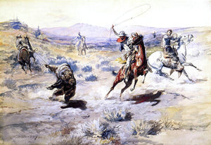  Charles Marion Russell Roping a Grizzly - Art Print