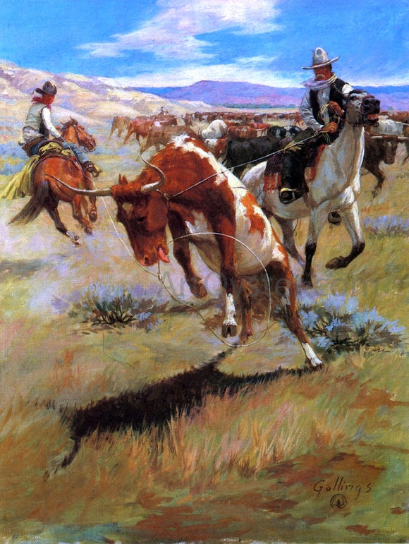  William Gollings Roping a Steer - Art Print